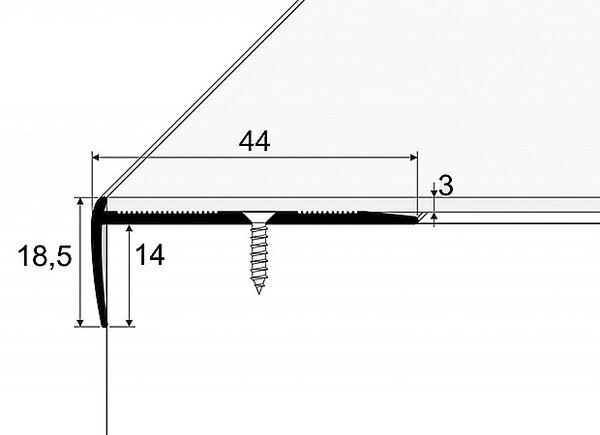 Schodový profil pre krytiny do 3 mm (skrutkovací) Stříbro E01