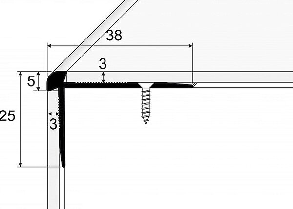 Schodový profil pre krytiny do 3 mm (skrutkovací) Stříbro E01