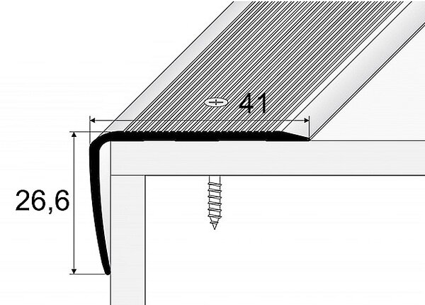 Schodový profil 41 x 27 mm (skrutkovací) Stříbro E01