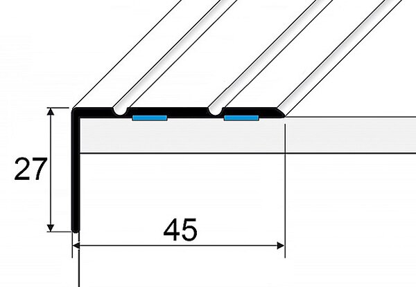 Schodový profil 45 x 27 mm (samolepiaci) Dub světle šedý H65