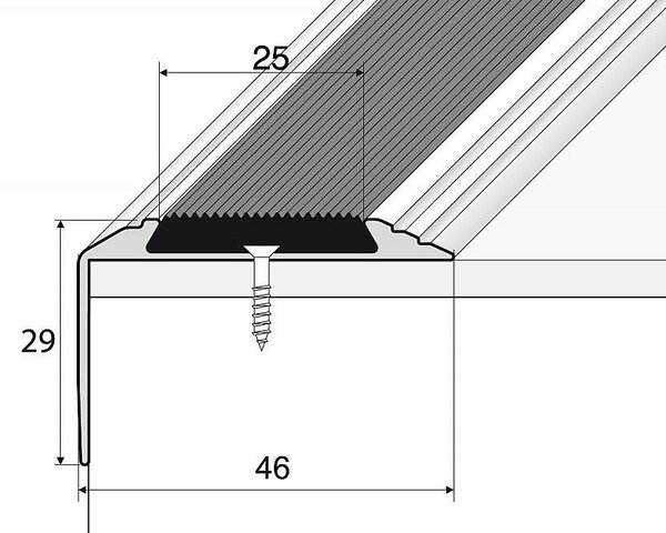 Schodový profil 46 x 29 mm s protišmykovou gumou (skrutkovací) Zlato E00