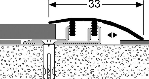 Prechodový spojovací profil 33 mm pre krytiny do 7,5 mm (narážací/skrutkovací) | nivelácia 4 - 12 mm Im. nerezu kart. F2G