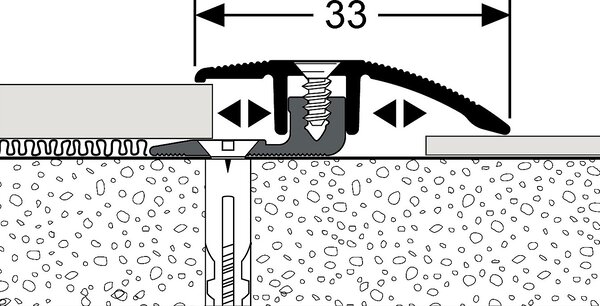 Prechodový spojovací profil 33 mm pre krytiny do 9,5 mm (skrutkovací) | nivelácia 4 - 12 mm Stříbro F4