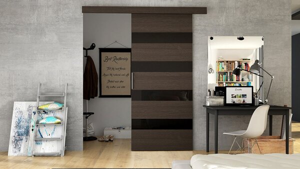 Mirjan24 Interiérové ​​posuvné dvere Melanie 80 V, Farby: biely / čierny lacobel 5902928700916