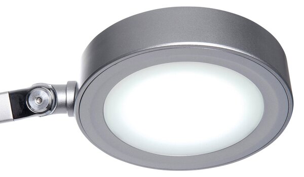 LED stolová lampa MAULgrace, variabilná farba, stmievateľná, strieborná