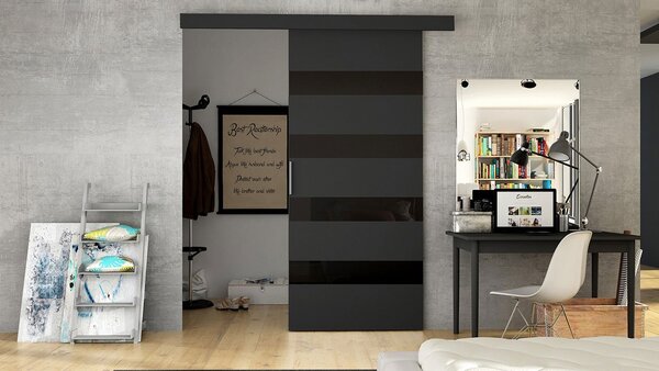 Mirjan24 Interiérové ​​posuvné dvere Melanie 80 V, Farby: biely / čierny lacobel 5902928700916