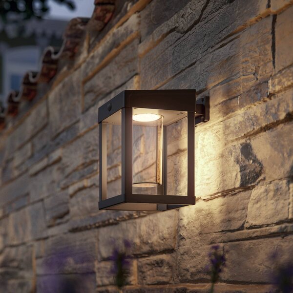 Philips Solárna nástenná lampa Camill čierna/číra 14 x cm, Čierna, Plast, Moderný, Solárne svietidlá