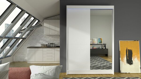 Mirjan24 Posuvná skriňa so zrkadlom Parys I, Farby: čierny / dub artisan, Osvetlenie: osvetlenie LED RGB - farebné 5903211121791