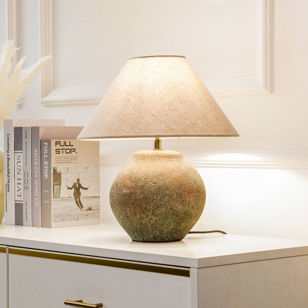 Stolná lampa Lucande Thalorin, výška 39 cm, hnedá, keramika