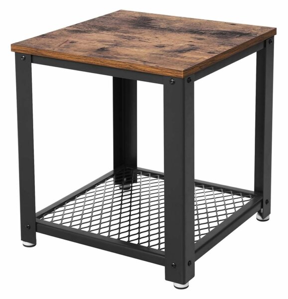Malý príručný stolík s mriežkovanou policou 45x45x55 cm, vintage