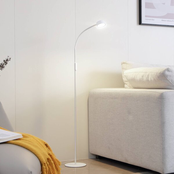 Lindby LED stojacia lampa Maori, biela, kov, stmievateľné, Biela / opálová, Pracovňa / Kancelária, kov, Moderný, Stolová lampa