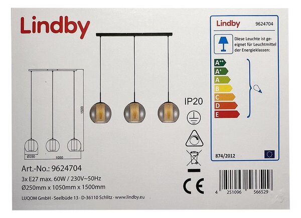 Lindby Lindby - Luster na lanku YELA 3xE27/60W/230V LW0611 + záruka 3 roky zadarmo