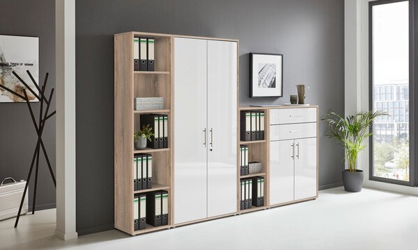 SKRINKA NA DOKUMENTY, dub sonoma, biela s vysokým leskom, 257/185,6/33 cm MID.YOU - Online Only kancelárie, Online Only