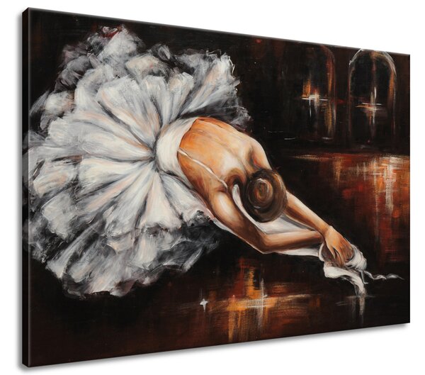 Ručne maľovaný obraz Rozcvička baletky Rozmery: 100 x 70 cm