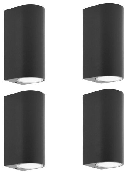 PRIOS Prios vonkajšie nástenné svietidlo Tetje, čierne, okrúhle, 16 cm, sada 4 ks, Čierna, Hliník, Moderný, Nástenné svietidlo