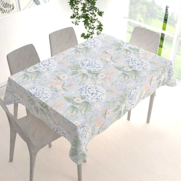 Biante Bavlnený obdĺžnikový obrus Sandra SA-785 Kvety hortenzie na svetlo modrom 50x100 cm