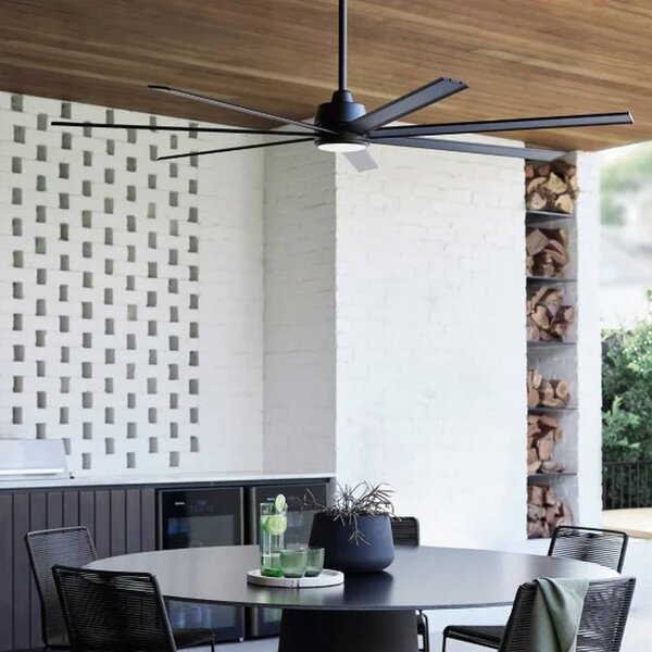 Beacon Lighting Stropný ventilátor so svetlom Atlanta black DC silent, Čierna, Obývacia izba / jedáleň, Hliník, Moderný