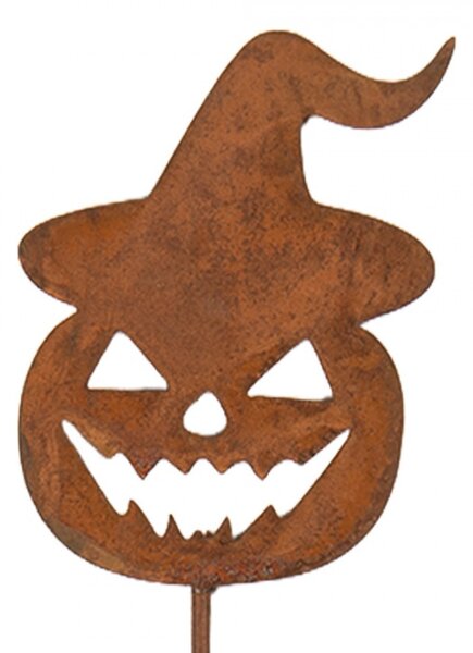 Rustikálny hrdzavý zápich tekvice Halloween Rust - 8*1*43 cm - Clayre & Eef