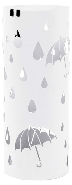 Kovový držiak na dáždniky, okrúhly stojan na dáždniky, 49 x Ø 19,5 cm, biely