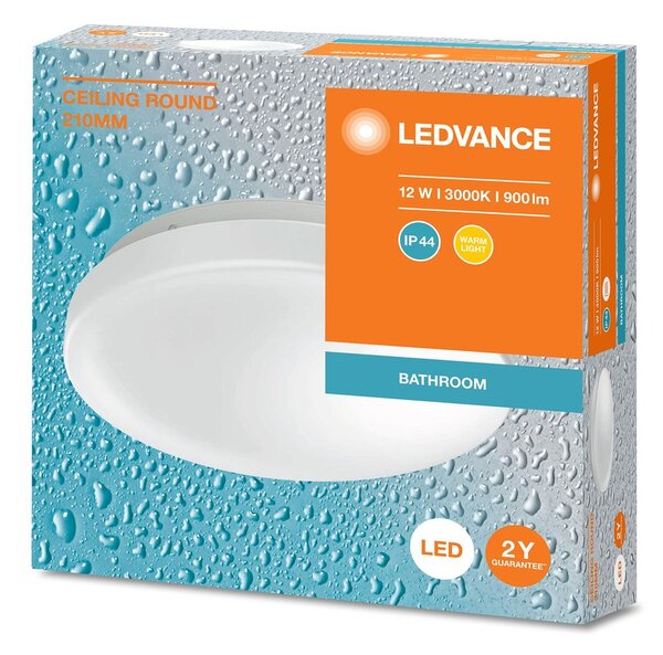 LEDVANCE LEDVANCE, Kúpeľňové stropné svietidlo, ø 210mm, 900lm, 12W, 3000K, IP44, AC464780055
