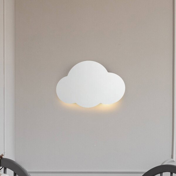 Nástenné svietidlo Cloud, biele, oceľ, nepriame svetlo, 38 x 27 cm, Biela / opálová, Obývacia izba / jedáleň, kov, Štýl mladých