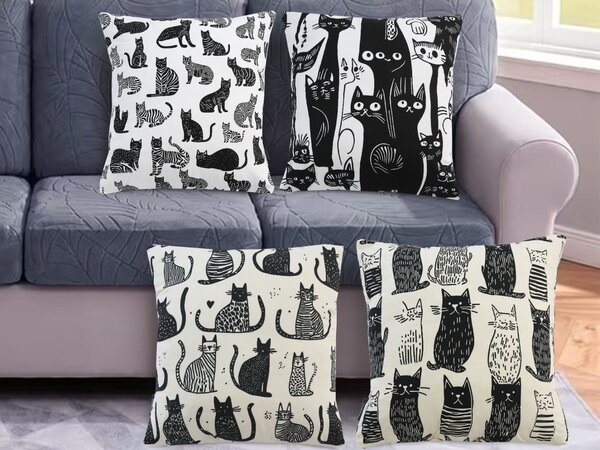 XPOSE® Set obliečok na vankúš MAČACÍ SVET 43x43 cm - set 4ks
