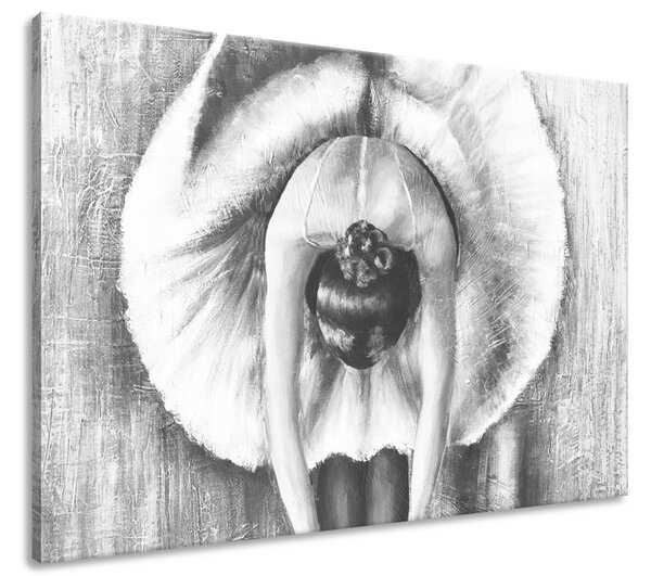 Ručne maľovaný obraz Sivá rozcvička baletky Rozmery: 100 x 70 cm