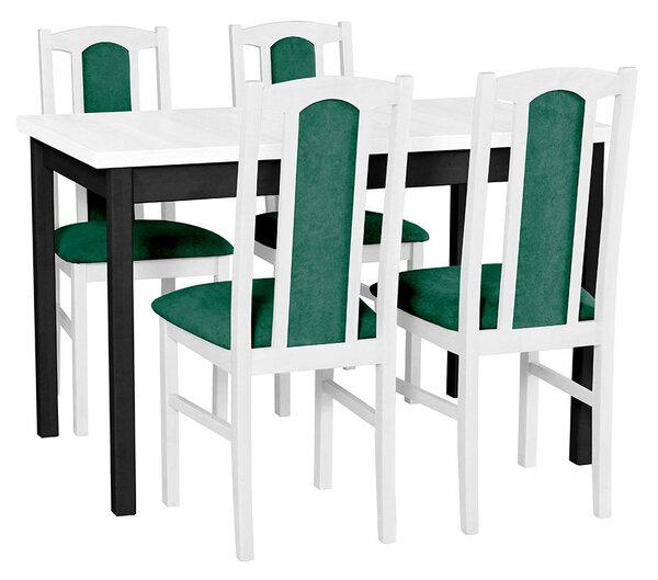 Rozkladací stôl so 4 stoličkami - AL02, Morenie: biela - L, Poťahové látky: 23x - Kronos 19, Farby nožičiek: čierna Mirjan24 5902928157215