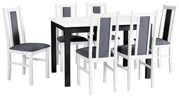 Rozkladací stôl so 6 stoličkami - AL03, Morenie: sonoma - L, Poťahové látky: 25x - Paros 2, Farby nožičiek stola: biela Mirjan24 5902928098839