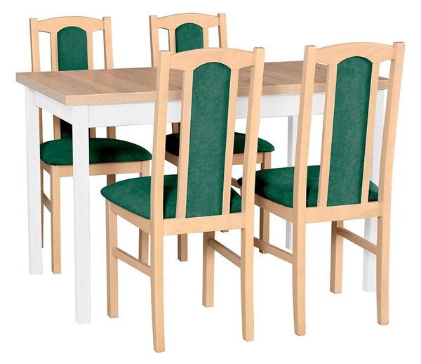 Rozkladací stôl so 4 stoličkami - AL02, Morenie: sonoma - L, Poťahové látky: 8 - Malmo New 95, Farby nožičiek: biela Mirjan24 5902928116205