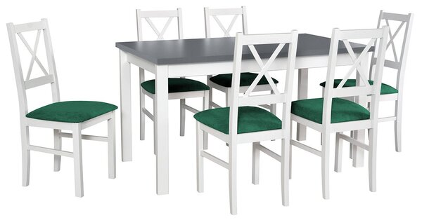 Rozkladací stôl so 6 stoličkami - AL04, Morenie: grafit - L, Poťahové látky: 23x - Kronos 19, Farby nožičiek: biela Mirjan24 5902928347623