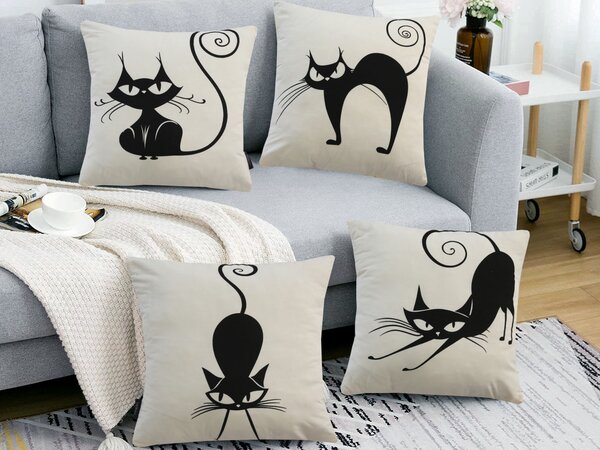 XPOSE® Set obliečok na vankúš MAČAČIA GYMNASTIKA 43x43 cm - set 4ks