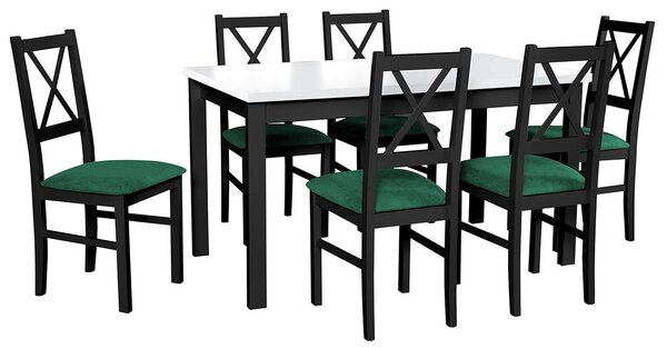 Rozkladací stôl so 6 stoličkami - AL04, Morenie: biela - L, Poťahové látky: 23x - Kronos 19, Farby nožičiek: čierna Mirjan24 5902928766981