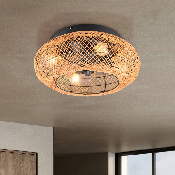 Stropný ventilátor Lillesand s osvetlením, tichý, Ø 50 cm, FB, Hnedá / hrdzavá, Obývacia izba / jedáleň, kov, Závesné svietidlo