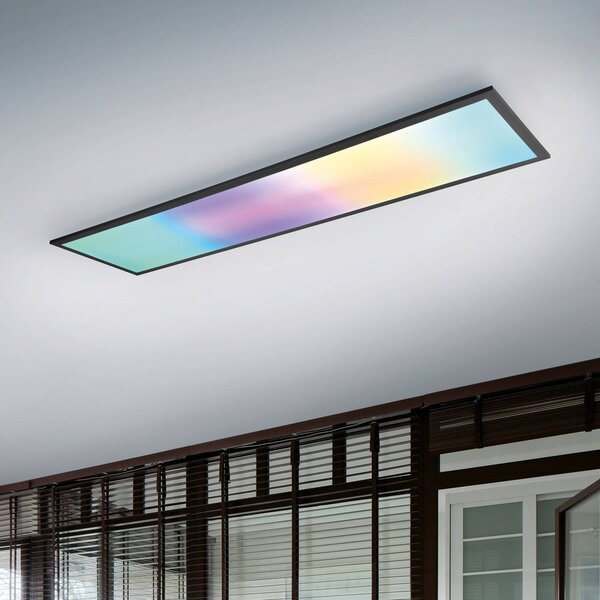 Stropné svietidlo Beta LED, dĺžka 119 cm, čierne, RGBW,, Čierna, Obývacia izba / jedáleň, kov, Moderný, Stropné svetlo