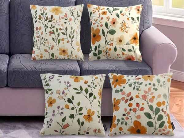 XPOSE® Set obliečok na vankúš PASTELOVÉ KVETY 43x43 cm - set 4ks