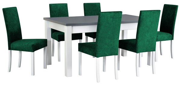 Rozkladací stôl so 6 stoličkami - AL09, Morenie: grafit - L, Poťahové látky: 23x - Kronos 19, Farby nožičiek: biela Mirjan24 5902928830118