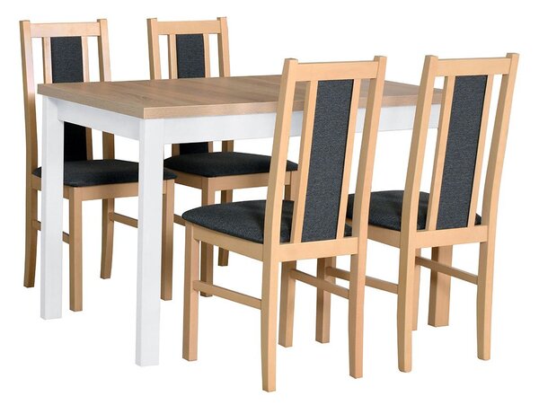 Rozkladací stôl so 4 stoličkami - AL08, Morenie: sonoma - L, Poťahové látky: 2 - Berlin 03, Farby nožičiek: biela Mirjan24 5902928074727
