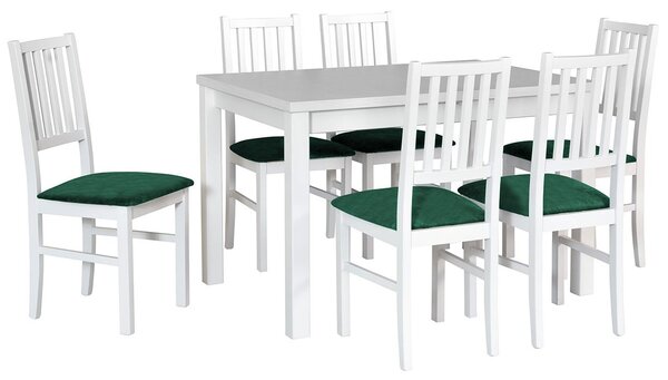 Rozkladací stôl so 6 stoličkami - AL19, Morenie: biela - L, Poťahové látky: 2 - Berlin 03 Mirjan24 5902928071283