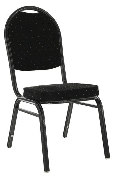 KONDELA Stolička, stohovateľná, látka čierna/sivý rám, JEFF 2 NEW