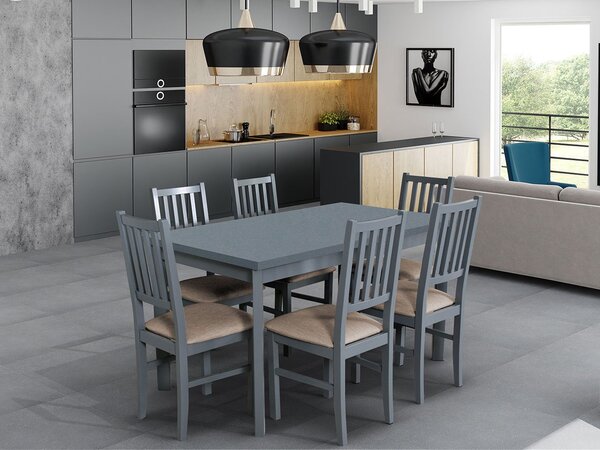 Rozkladací stôl so 6 stoličkami - AL19, Morenie: grafit - L, Poťahové látky: 5 - Inari23 Mirjan24 5902928324976