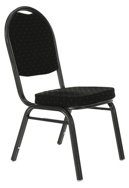 KONDELA Stolička, stohovateľná, látka čierna/sivý rám, JEFF 2 NEW
