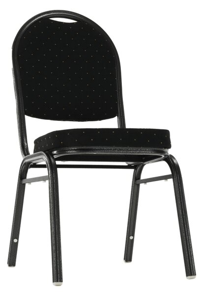 KONDELA Stolička, stohovateľná, látka čierna/sivý rám, JEFF 2 NEW