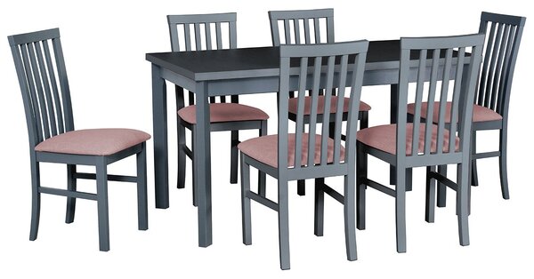 Rozkladací stôl so 6 stoličkami - AL30, Morenie: biela - L, Poťahové látky: 10 - Inari 91 Mirjan24 5902928092967