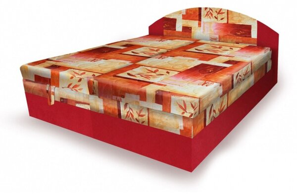 Polohovateľná posteľ 160x200 VEERLE - červená / vzorovaná 2