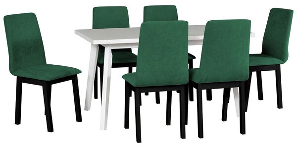 Rozkladací stôl so 6 stoličkami - AL45, Poťahové látky: 25x - Paros 2, Farby nožičiek: biela Mirjan24 5902928091441