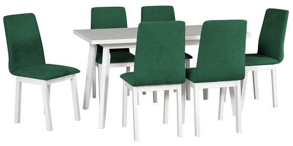 Rozkladací stôl so 6 stoličkami - AL45, Poťahové látky: 23x - Kronos 19, Farby nožičiek: biela Mirjan24 5902928954159