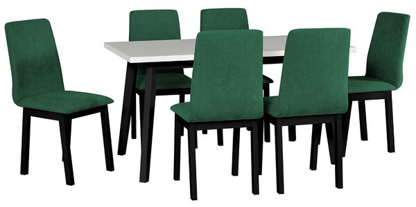 Rozkladací stôl so 6 stoličkami - AL45, Poťahové látky: 23x - Kronos 19, Farby nožičiek: čierna Mirjan24 5902928809930