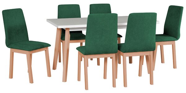 Rozkladací stôl so 6 stoličkami - AL45, Poťahové látky: 23x - Kronos 19, Farby nožičiek: buk prírodný Mirjan24 5902928809718