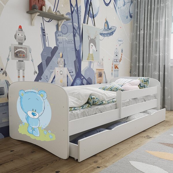 Detská posteľ s úložným priestorom a matracom Elsa, Farby: biela / medveď Mirjan24 5902928013443